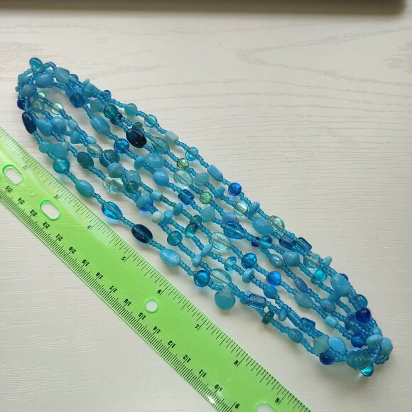 Ultra Long Necklace Wear in 2 3 4 5 Strands Adjustable Length Blue Stones - Picture 7 of 10
